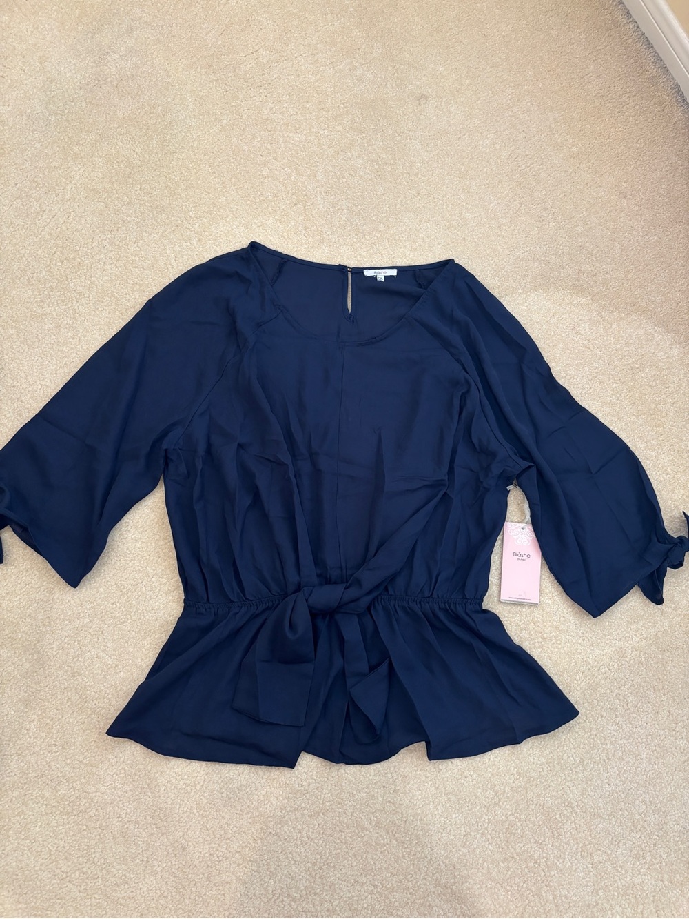 Blashe Navy Tie Waist Blouse Size 2XL